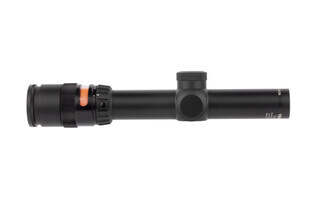 Trijicon TR24 AccuPoint 1-4x24mm rifle scope features battery free red illumination, triangle post reticle, and 30mm main tube